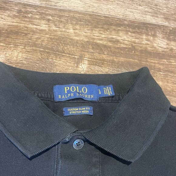 Polo Ralph Lauren Shirt Men’s Large Black Custom Slim Fit Stretch Mesh Golf - Picture 4 of 7
